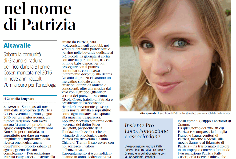 Fondi e ricerca nel nome di Patrizia